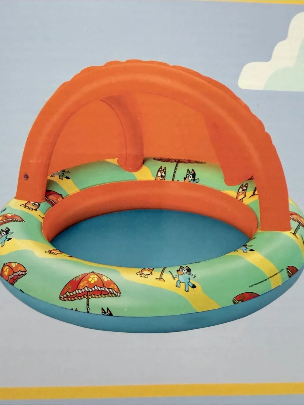 Bluey Shaded Baby Pool – Orange & Green